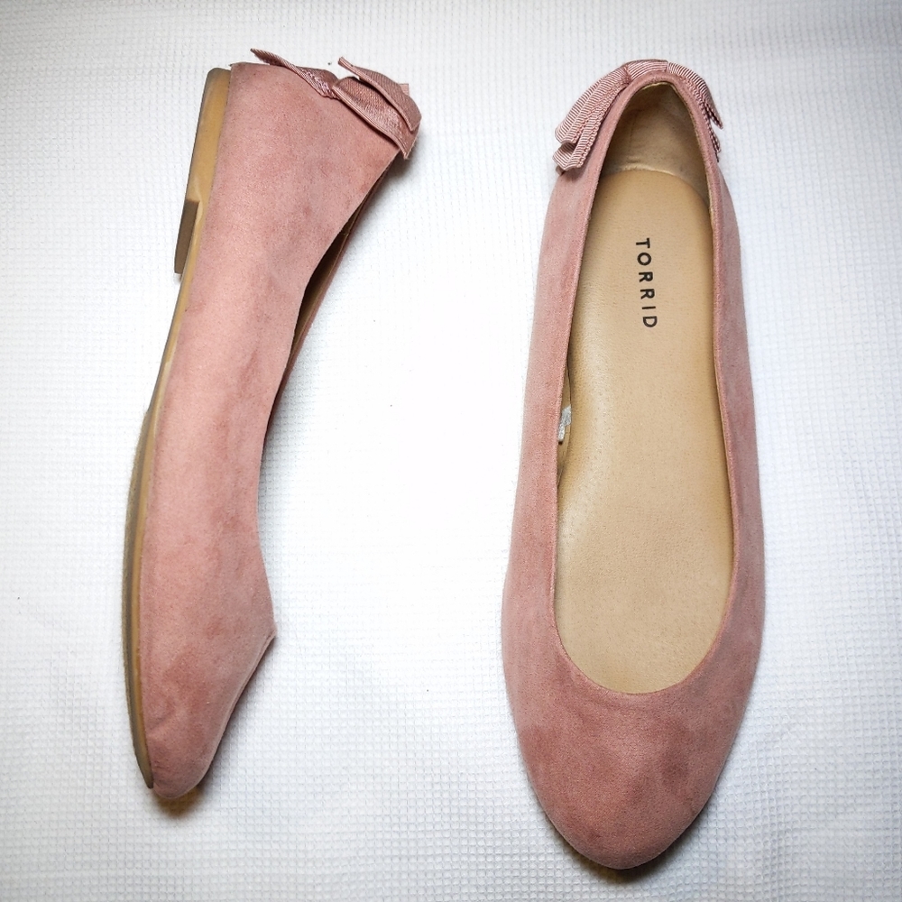 Torrid Blush Faux Suede Almond Toe Flat 9 Wide